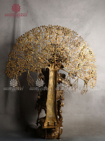 Large Lord Krishna Playing Flute under Tree