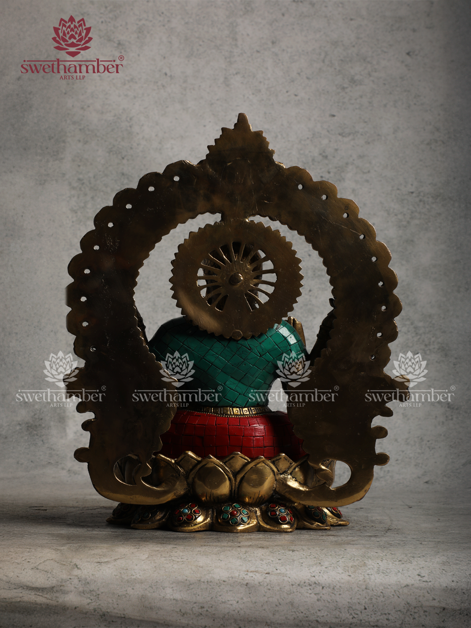 BRASS LAXMI MURTI WITH COLORFUL STONES WORK
