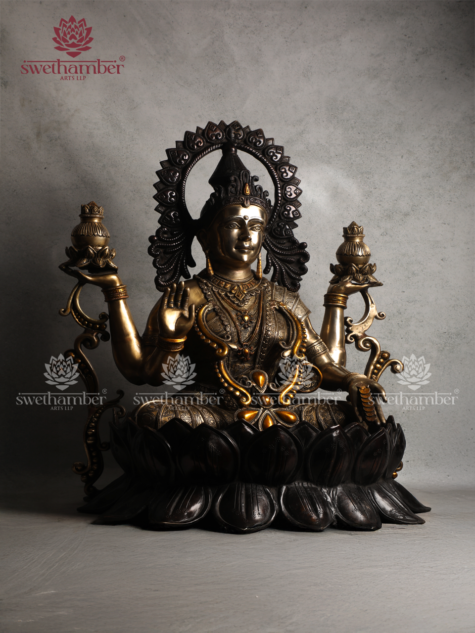 Sri Lakshmi on Sacred Lotus large Statue