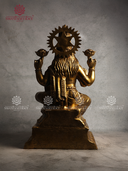 Large Traditional Brass Lakshmi Devi Statue