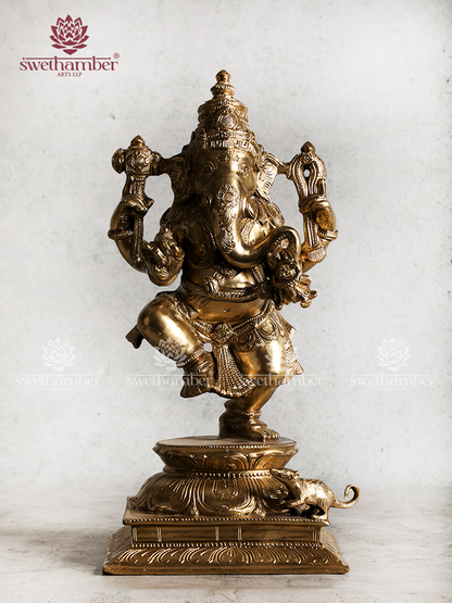 Bronze Dancing Ganesha Idol – Nritya Ganapati Statue for Home Decor