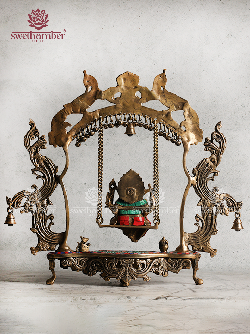 BRASS GANESHA ON SWING /JHULA