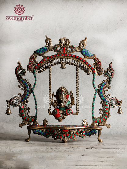 BRASS GANESHA ON SWING /JHULA
