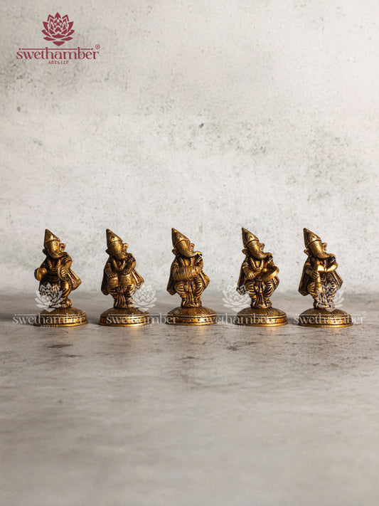 BRASS GANESHA MUSICAL SET FOR DECOR