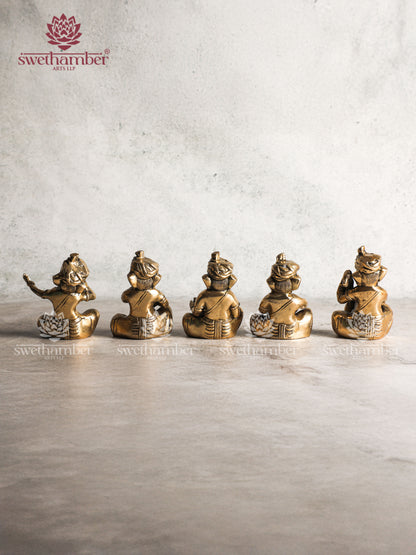 BRASS GANESHA MUSICAL SET FOR DECOR /GIFTING
