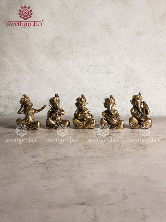 BRASS GANESHA MUSICAL SET FOR DECOR /GIFTING