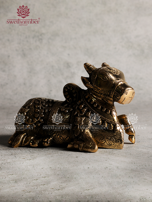 Brass Nandi Idol – Antique Finish