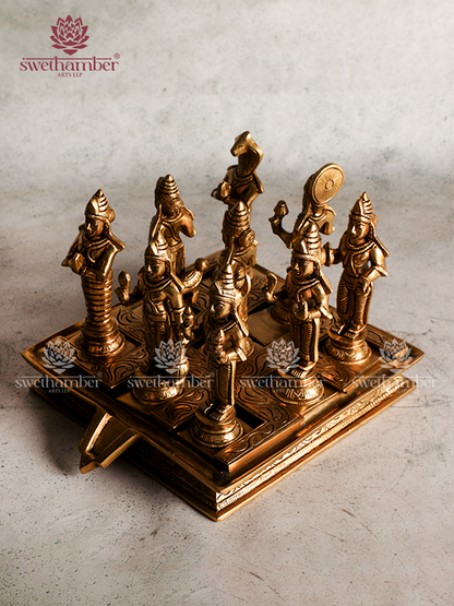 Brass Navgraha idols with Abhishek Patra