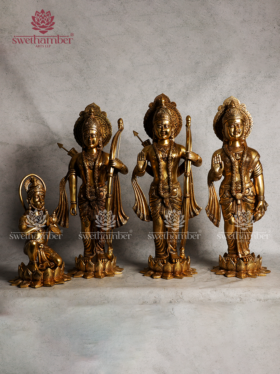 Ramdarbar – Brass Statue of Lord Rama with Sita, Lakshman & Hanuman
