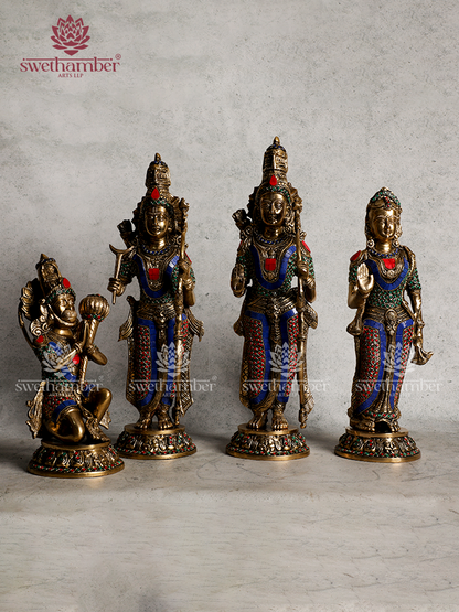 Ramdarbar – Brass Statue of Lord Rama with Sita, Lakshman & Hanuman