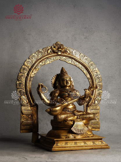 Traditional Brass Saraswati Idol for Home & Office