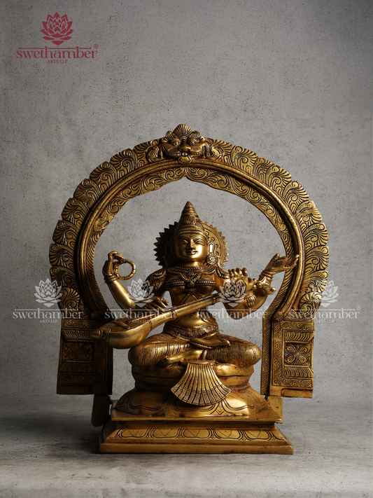 Traditional Brass Saraswati Idol for Home & Office