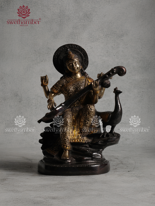 Traditional Saraswati Mata Brass Murti