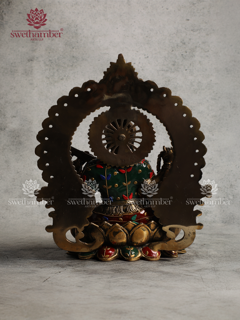 Brass Saraswati Devi Idol with Veena