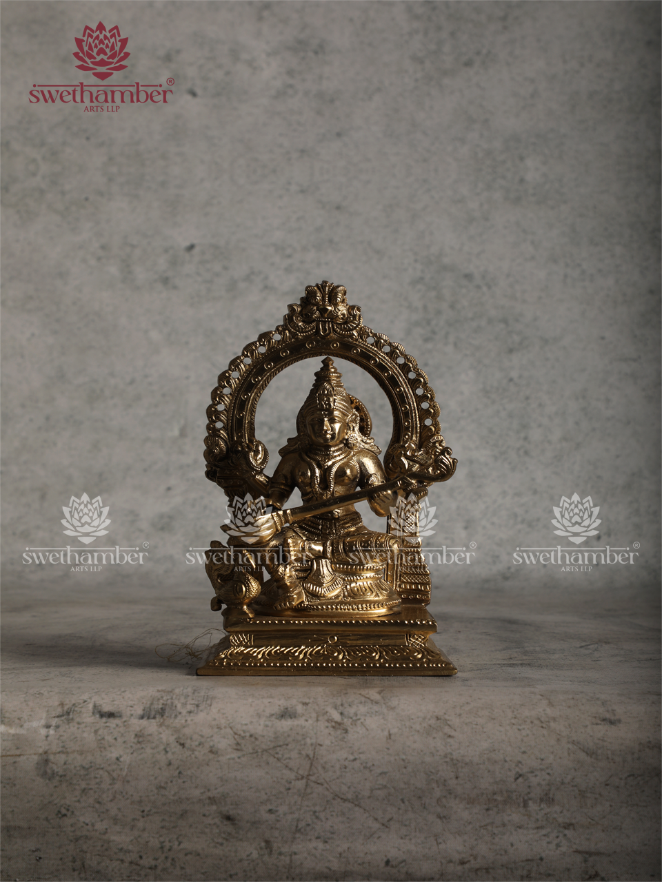 Divine Saraswati Mata Bronze Statue with Veena