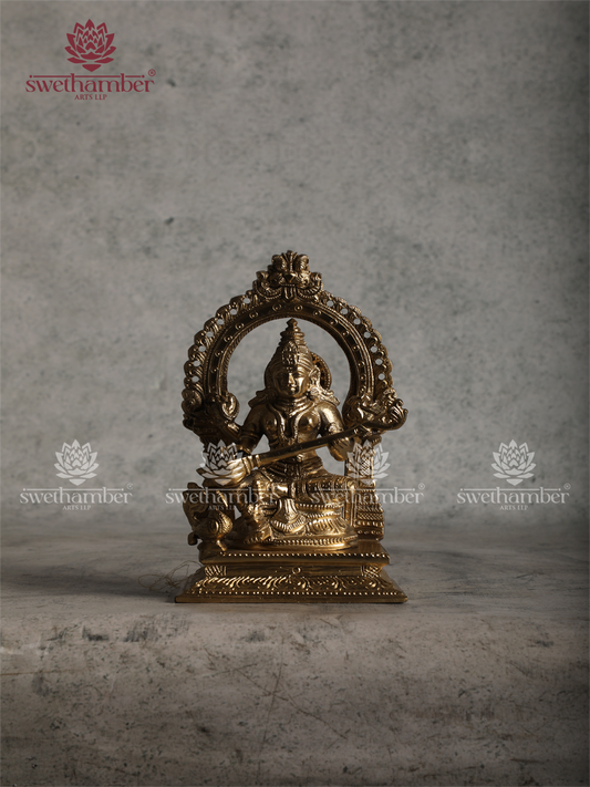 Divine Saraswati Mata Bronze Statue with Veena