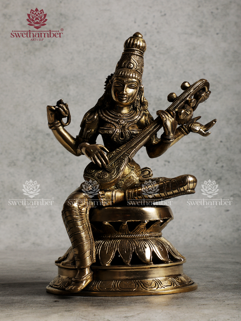 Brass Saraswati Idol for Education & Knowledge