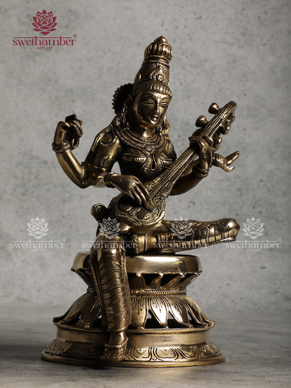 Brass Saraswati Idol for Education & Knowledge