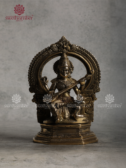 Traditional Brass Saraswati Idol for Home & Office