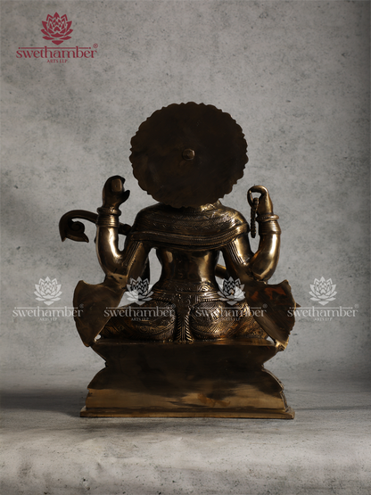 Goddess Saraswati Brass Idol – Antique Finish