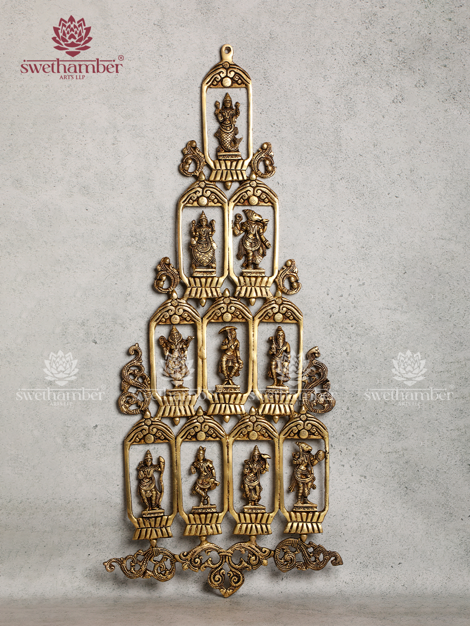 Dasavatar Wall Hanging – Handcrafted Brass Sculpture of Lord Vishnu’s Ten Avatars