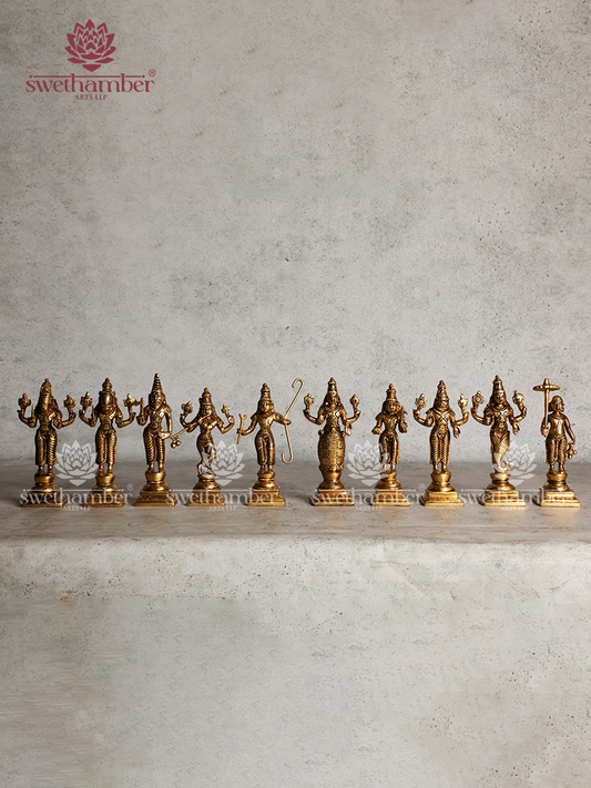 Vishnu Brass Dasavatar set 6"