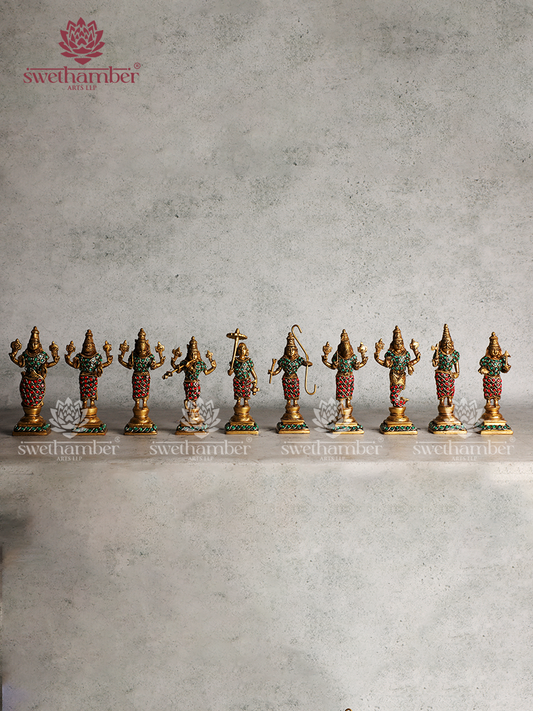 Vishnu Dasavatar Brass Set 6"
