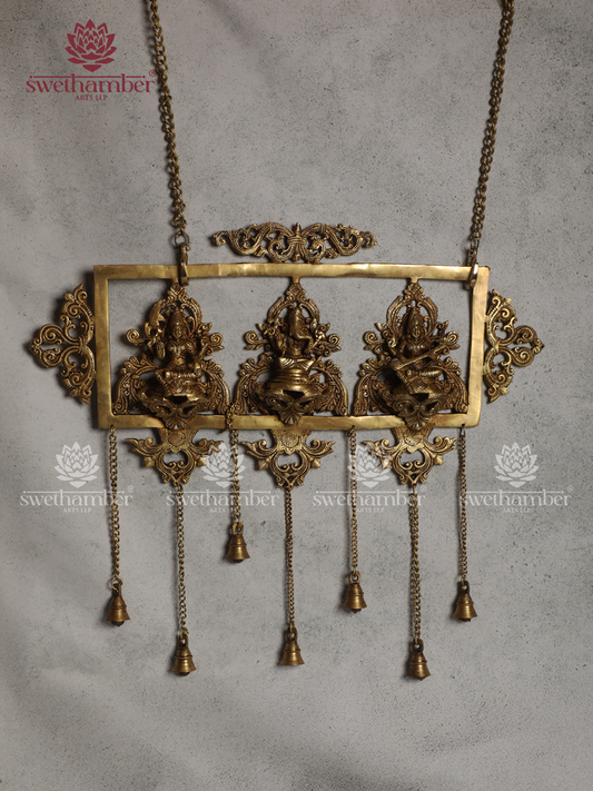 Brass Ganesh Laxmi Sarswati Wall Hanging