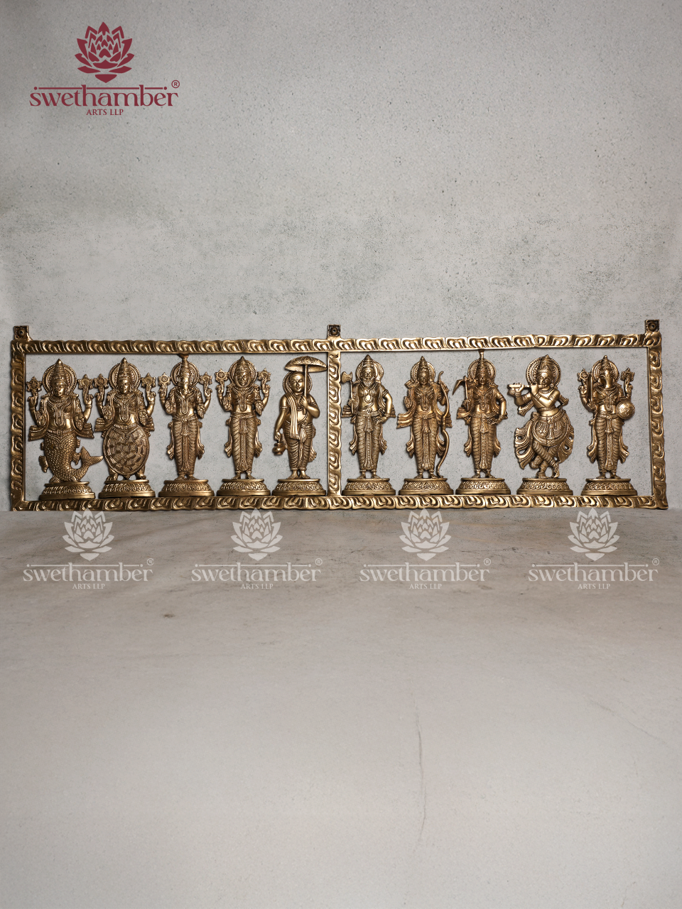 Lord Vishnu Dashavatar Bronze Wall Hanging