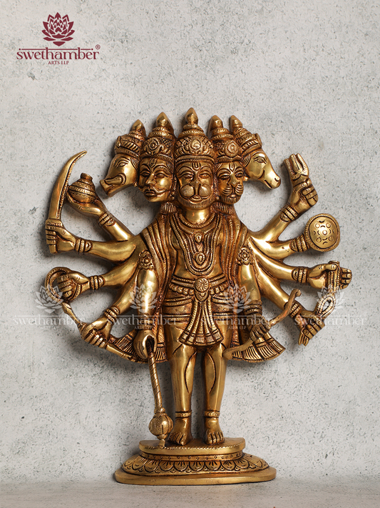 PANCHMUKHI BRASS HANUMAN WALL HANGING / PUJA ROOM / MAIN DOOR DECOR