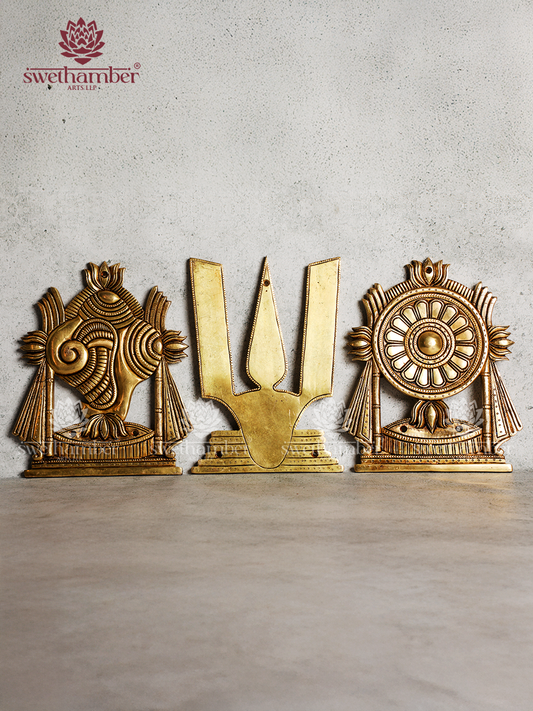 SHANKU CHAKRA NAMMA BRASS WALL DECOR /PUJA ROOM /MAIN DOOR