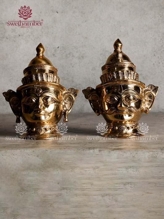 Antique Finish Brass Shiva Gauri Face Mukhalingam