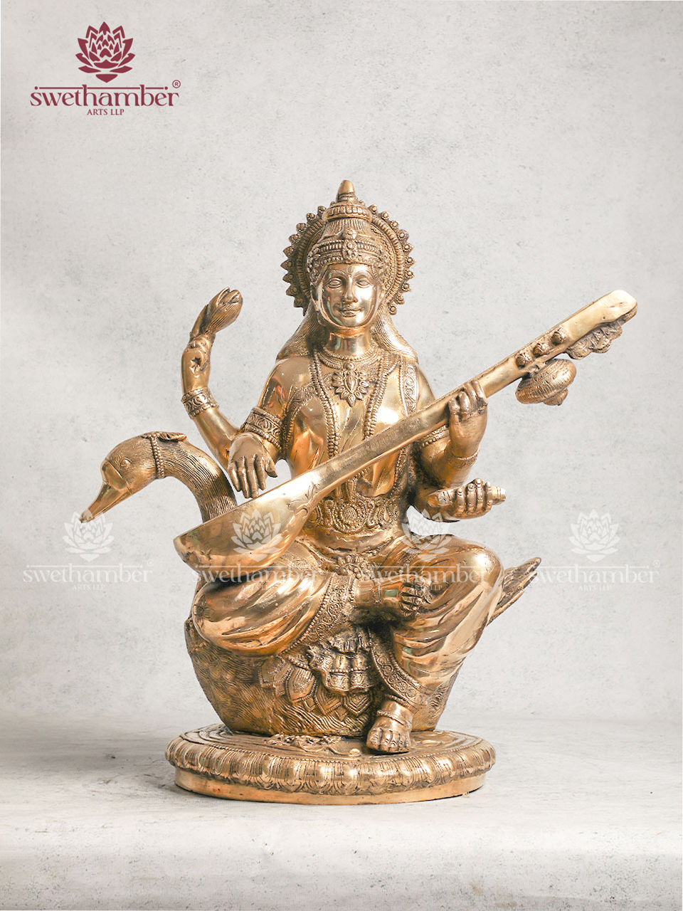 Brass Large Saraswati Idol for Home Décor