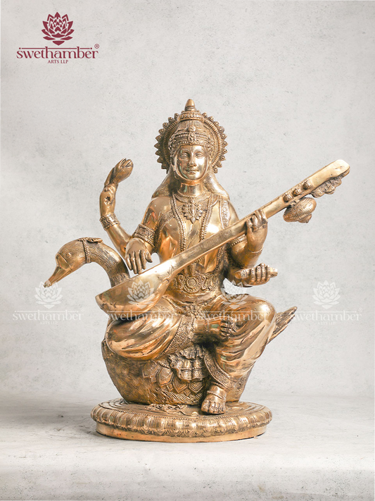 Brass Large Saraswati Idol for Home Décor