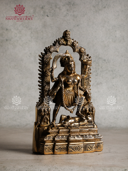 Brass Kali statue with Prabhavali 10"