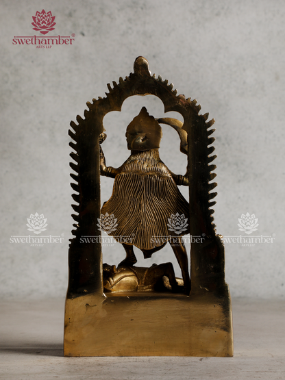 Brass Kali statue with Prabhavali 10"