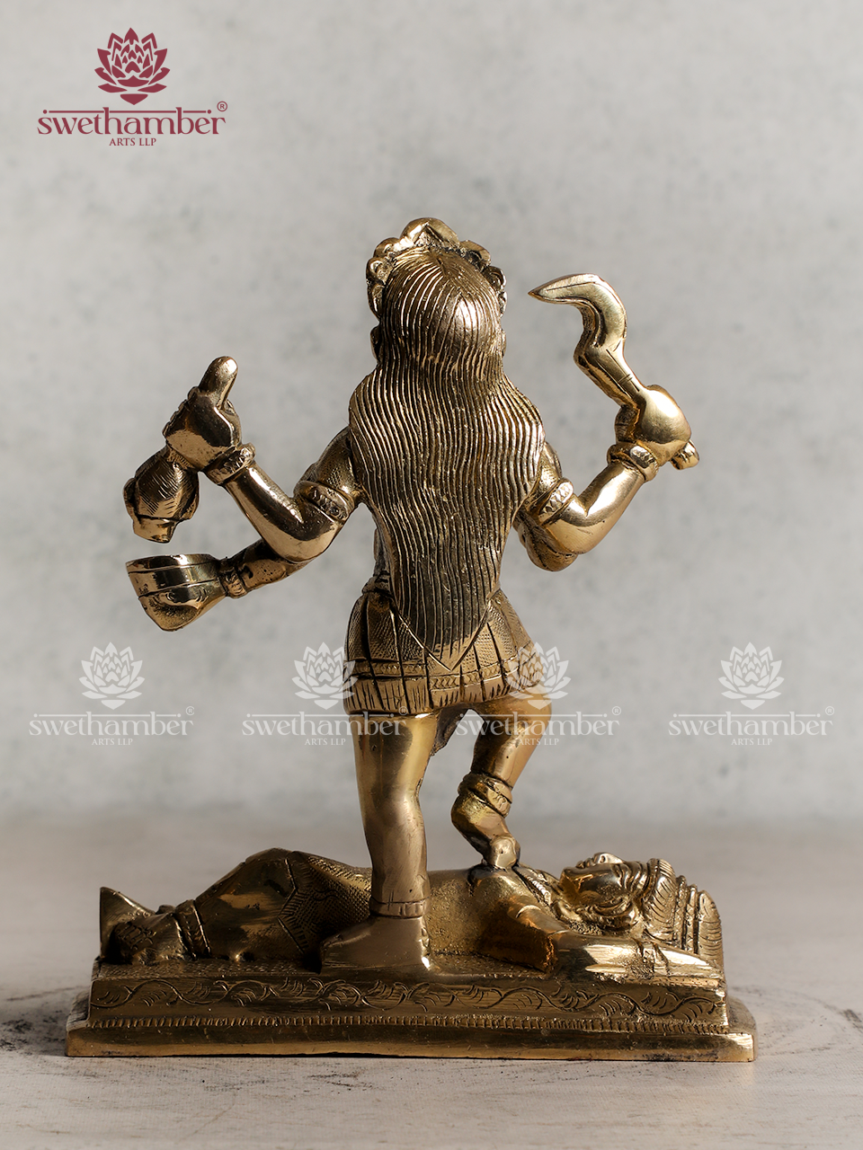 Brass Charbhuja Maa Kali Idol 7"