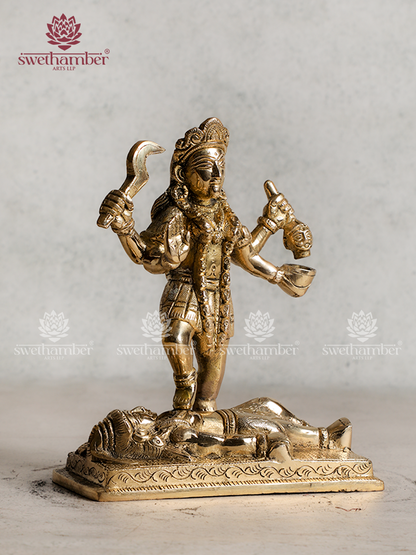 Brass Charbhuja Maa Kali Idol 7"