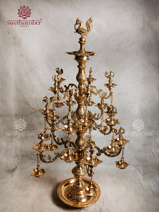 Multi-wick oil PEACOCK LAMP FOR POOJA ROOM & HOME DÉCOR