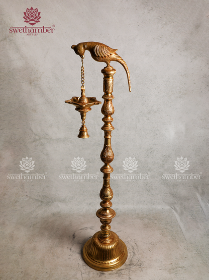 PARROT BRASS LAMP SET WITH BELL