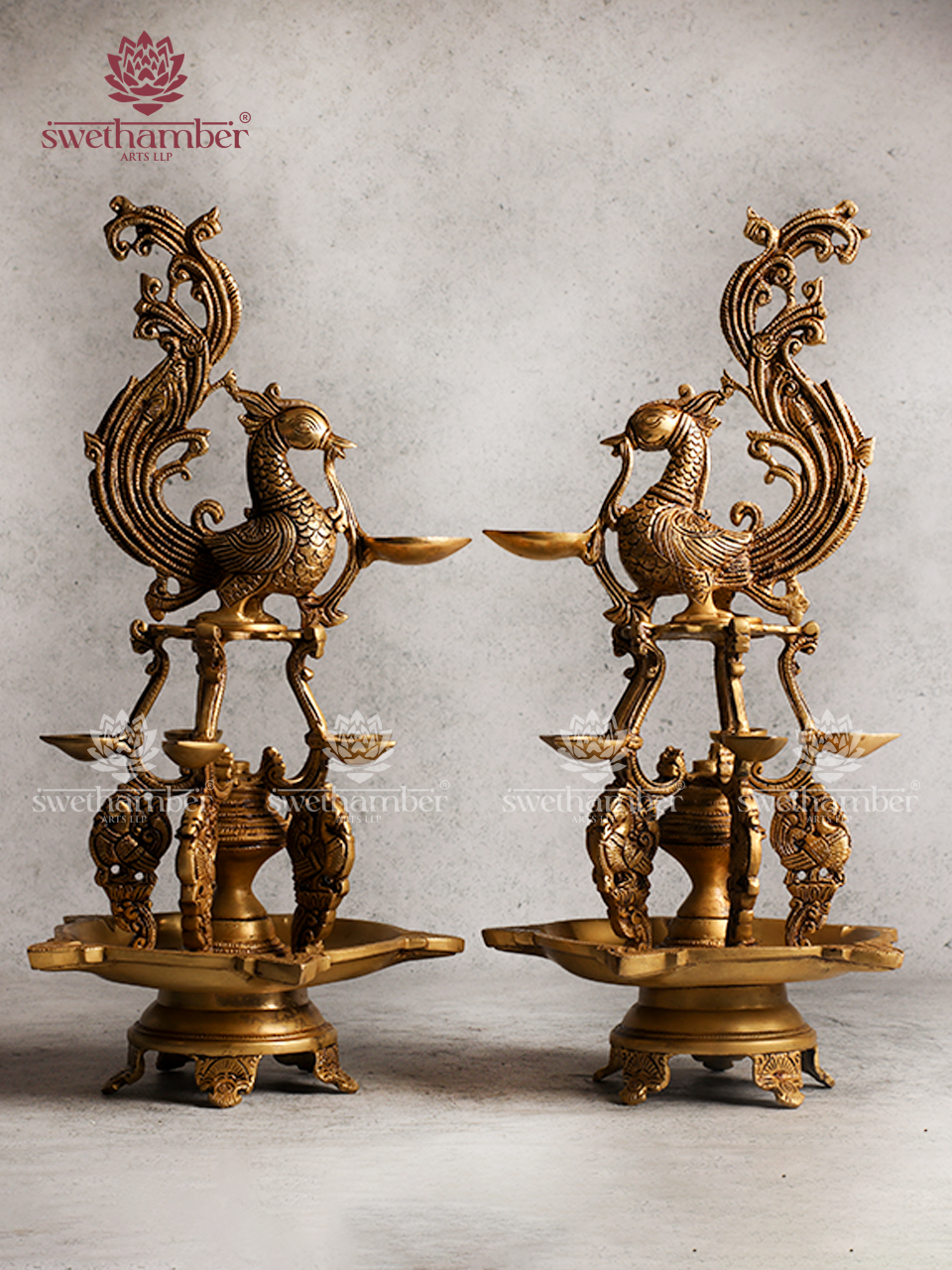 PEACOCK BRASS OIL TRADITIONAL LAMP /DECOR /GIFTING