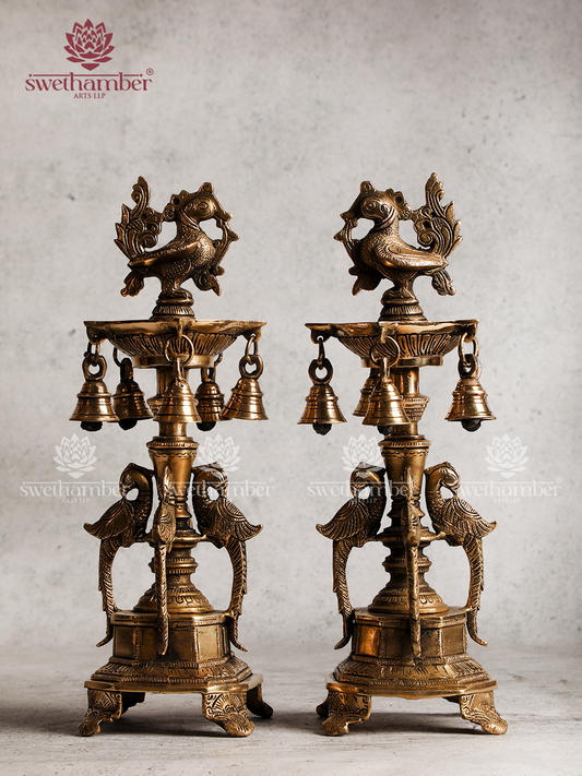 Bird Brass Lamp with bells