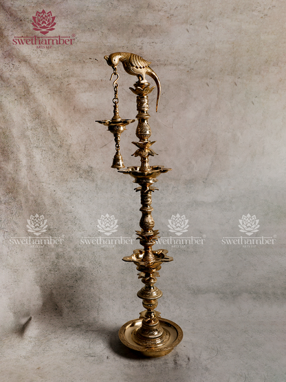 Handcrafted Bronze Parrot Oil Lamp