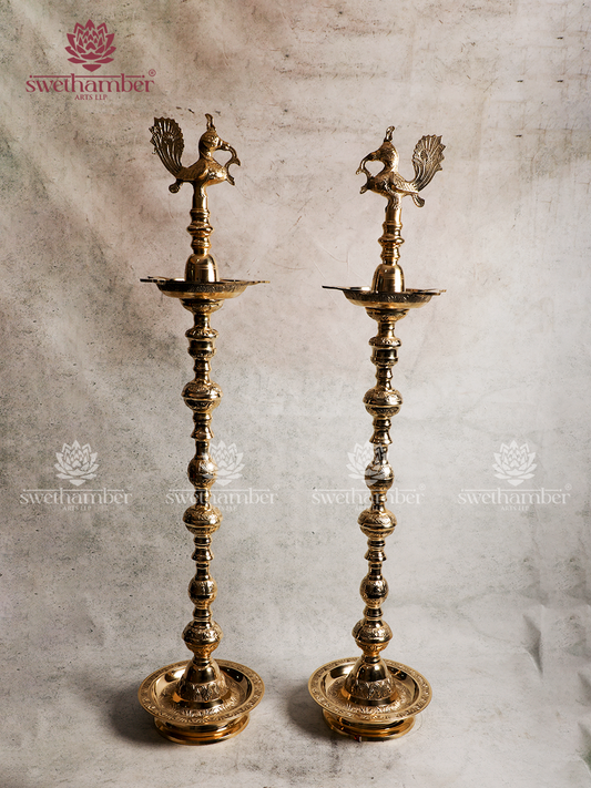Traditional Brass Peacock Lamp set /Inauguration Lamp
