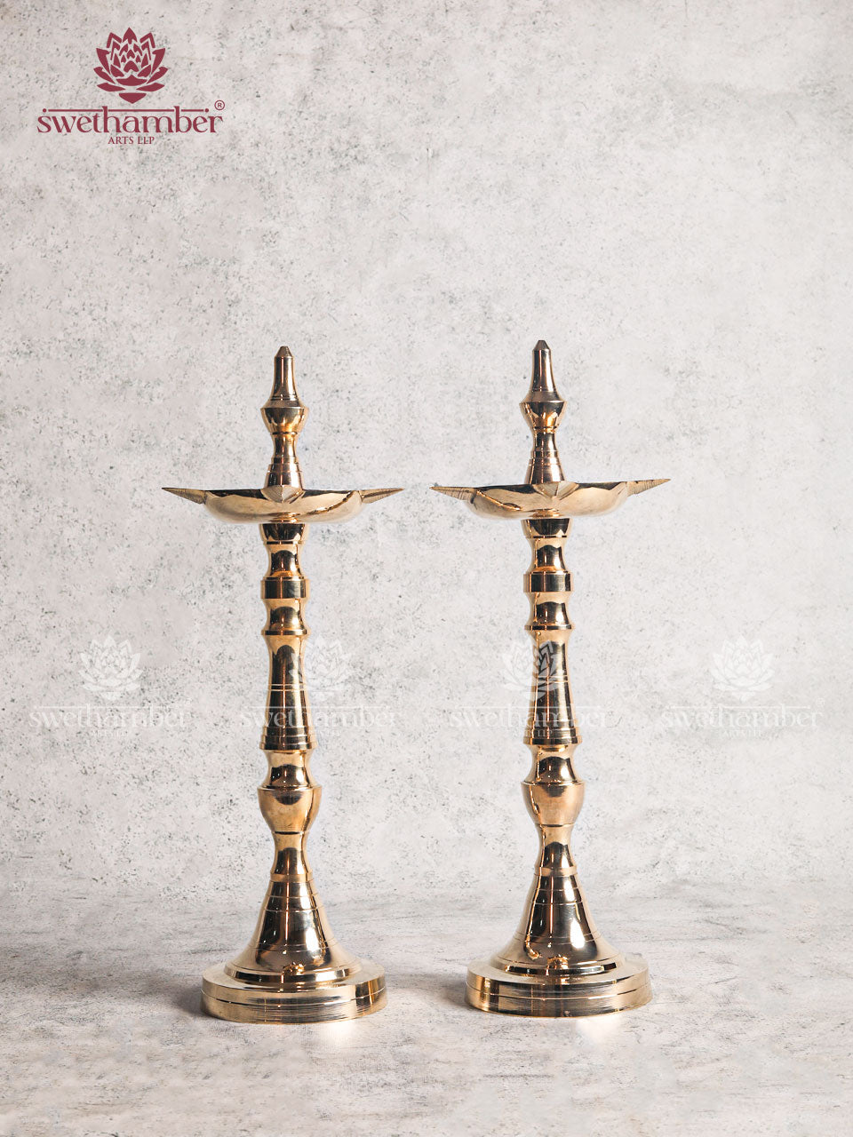 Pure Brass Pooja Deepam Lamp set