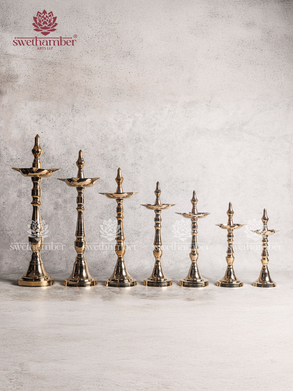Pure Brass Pooja Deepam Lamp set