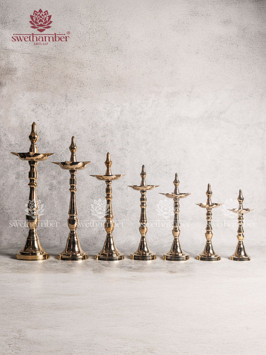 Pure Brass Pooja Deepam Lamp set