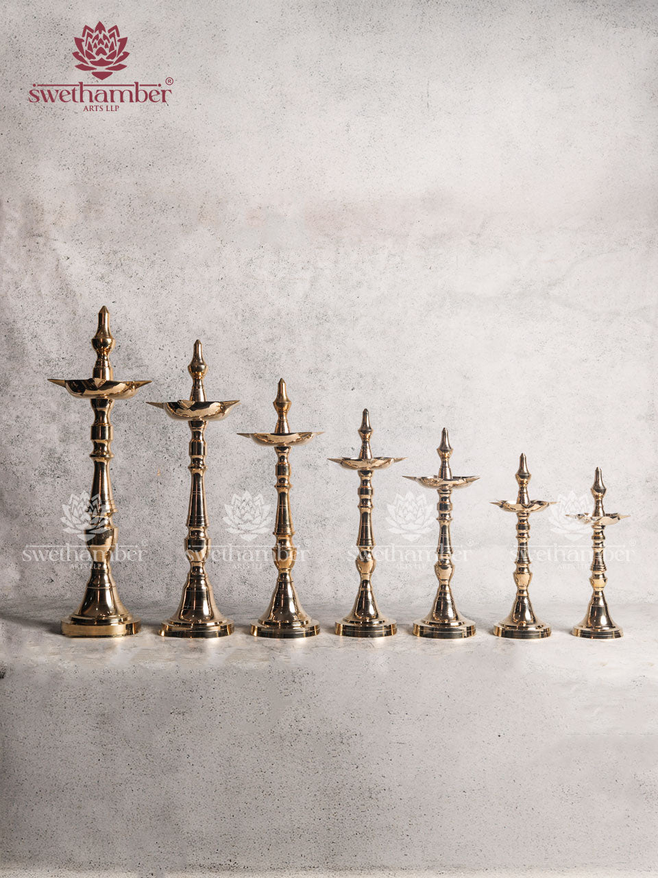 Pure Brass Pooja Deepam Lamp set
