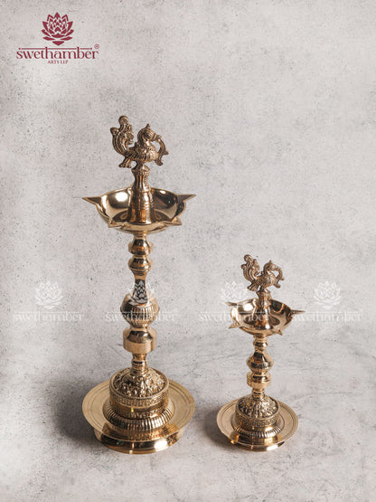 Brass Peacock Diya Lamp Set for Home, Temple & Gifting