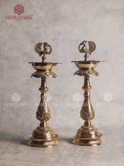 Peacock Oil Lamp / Samai Set – Traditional Indian Décor